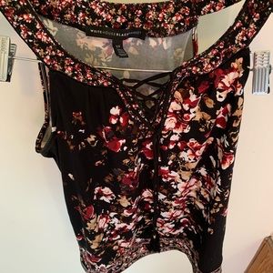 White House Black Market flower lace up cami